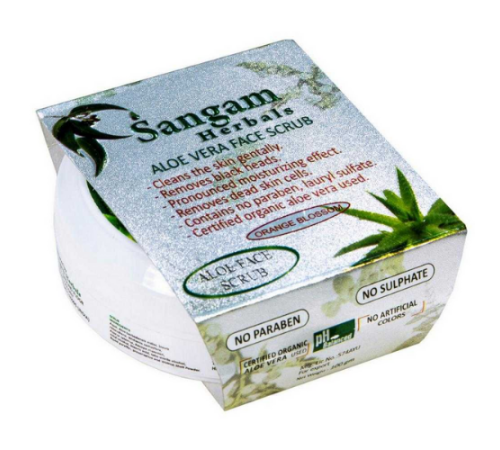 Алоэ Cкраб для лица «Цветущий апельсин» Сангам Хербалс (Aloe Vera Face Scrub Orange Blossom Sangam Herbals), 100 г.