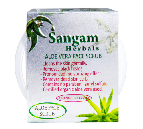 Алоэ Cкраб для лица «Цветущий апельсин» Сангам Хербалс (Aloe Vera Face Scrub Orange Blossom Sangam Herbals), 100 г.