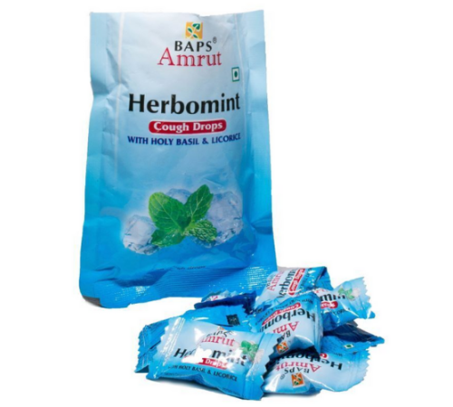 Леденцы от кашля Гербоминт с Тулси и Солодкой Бапс Амрут (Herbomint Cough Drops with Holy Basil & Licorice Baps Amrut), 20 шт.