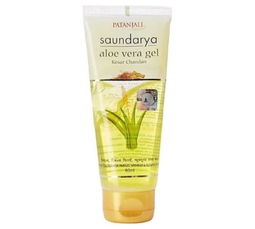 Гель Алоэ Вера «Саундарья» с Шафраном и Сандалом Патанджали (Saundarya Aloe Vera Gel Cesar Chandan Patanjali), 60 мл.