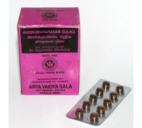 Агникумарарасам гулика Арья Вадья Сала Коттаккал (Agnikumararasam gulika Arya Vaidya Sala Kottakkal), 100 таб.