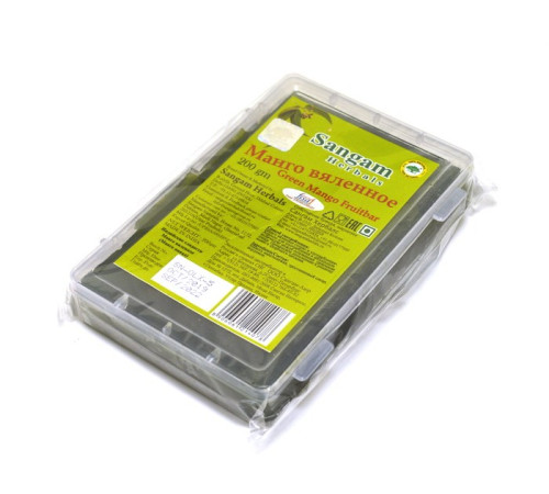 Манго вяленое зелёное Сангам Хербалс (Green Mango Fruitbar Sangam Herbals), 200 г.