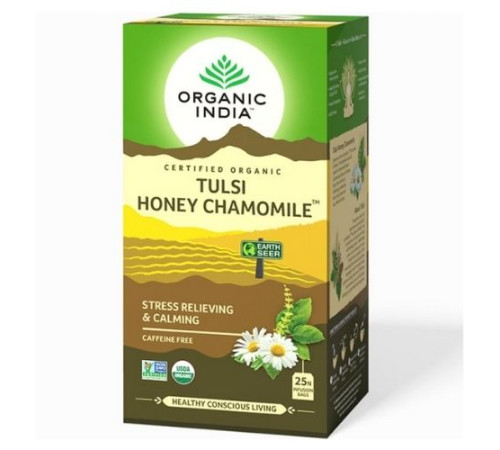 Чай Тулси с мёдом и ромашкой Органик Индия (Tulsi Honey Chamomile Organic India), 25 пак.