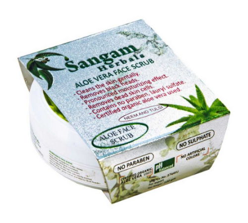 Алоэ скраб для лица «Ним Тулси» Сангам Хербалс (Aloe Vera Face Scrub Neem and Tulsi Sangam Herbals), 100 г.