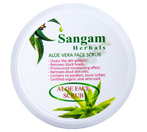 Алоэ скраб для лица «Ним Тулси» Сангам Хербалс (Aloe Vera Face Scrub Neem and Tulsi Sangam Herbals), 100 г.