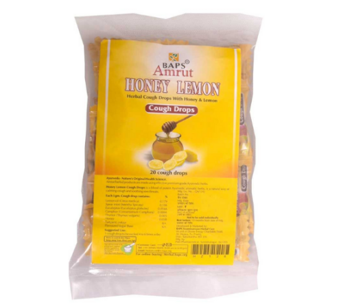 Леденцы от кашля Мед и Лимон Бапс Амрут (Herbal Cough Drops with Honey & Lemon Baps Amrut), 20 шт.