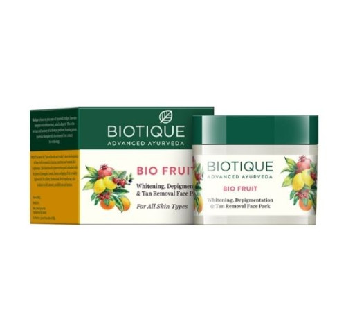 Маска для отбеливания и депигментации кожи лица с фруктами Биотик (Bio Fruit Whitening, Depigmentation & Tan Removal Face Pack Biotique), 75 г.